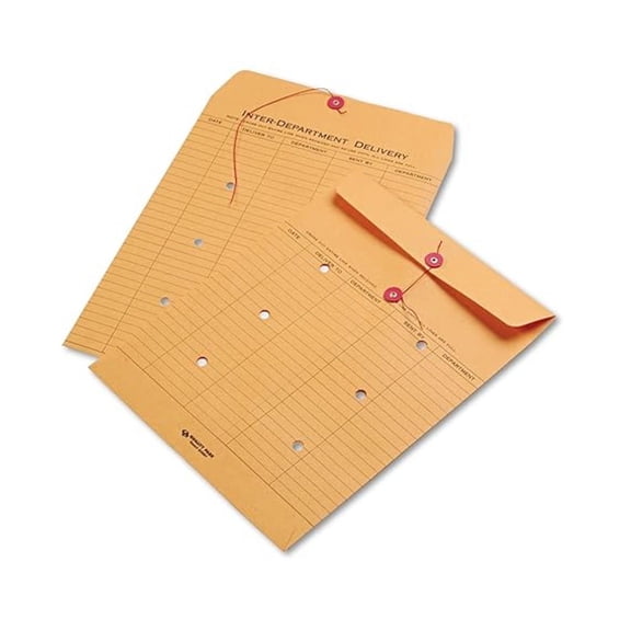 10 x 13 Interoffice Envelopes, 100 Pack, Inter office Routing Envelopes with String & Button Closure, 28 lb Brown , Reusable Document Mailers