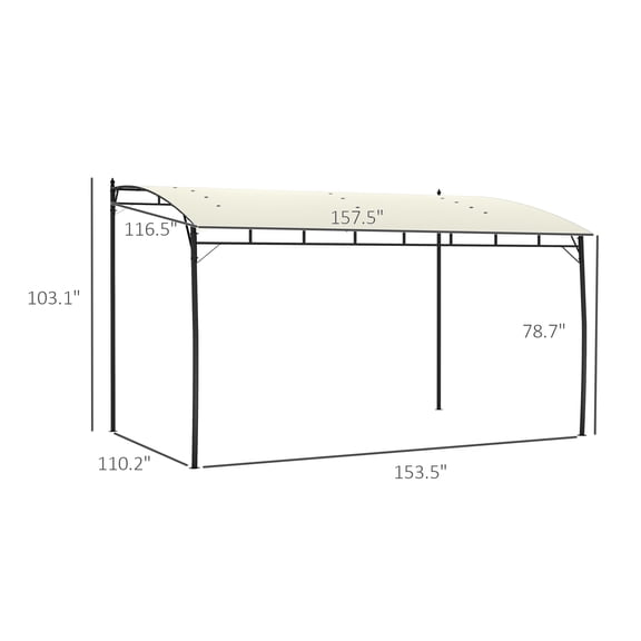 10' x 13' Outdoor Pergola Gazebo, Garden Sun Shade Shelter with Metal Frame for Porch, Patio, Deck, Backyard, Cream