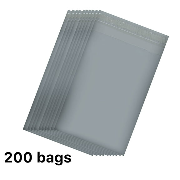 10 x 13 Polymailer Polyethylene Plastic Packaging Shipping Envelopes Self Seal Adhesive Waterproof Package Mail Pouch Bags For Apparel, Clothing - Grey, 2 Packs of 100 Bags