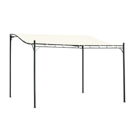 10' x 13' Steel Outdoor Pergola Gazebo, Patio Canopy with Weather-Resistant Fabric and Drainage Holes for Backyard, Deck, Garden, Cream White