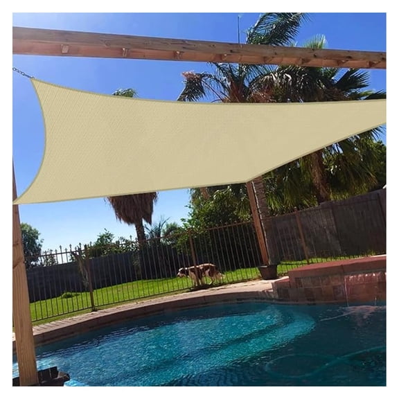 10' x 13' Sun Shade Sail Rectangle Outdoor Canopy Cover UV Block for Backyard Porch Pergola Deck Garden Patio (Beige)