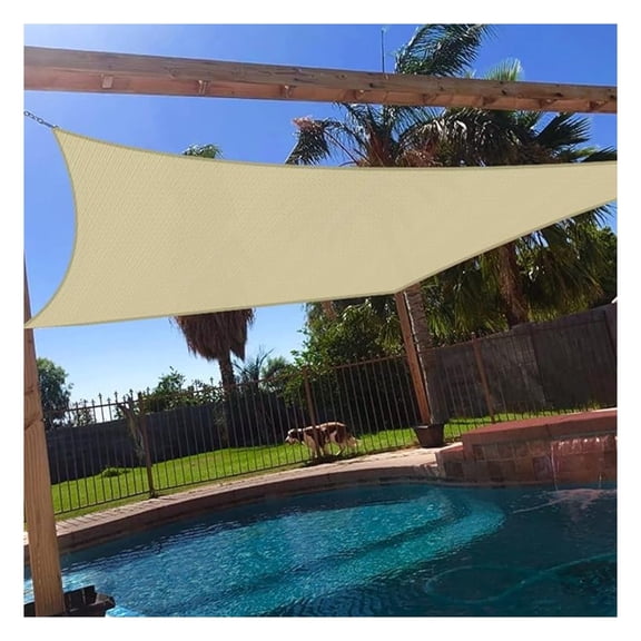 10' x 13' Sun Shade Sail Rectangle Outdoor Canopy Cover UV Block for Backyard Porch Pergola Deck Garden Patio (Beige)
