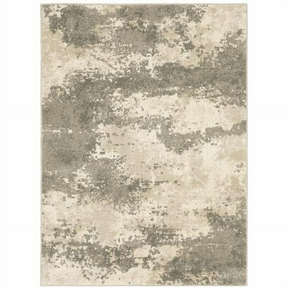 10 x 13 ft. Beige & Gray Abstract Power Loom Stain Resistant Rectangle Area Rug