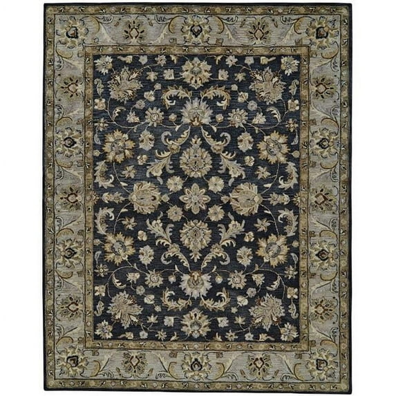 10 x 13 ft. Blue Gray & Taupe Wool Floral Hand Tufted Handmade Stain Resistant Rectangle Area Rug