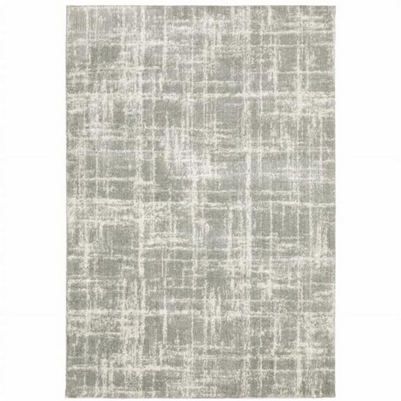 10 x 13 ft. Gray & Ivory Abstract Shag Power Loom Stain Resistant Rectangle Area Rug - Gray and Ivory - 10 x 13 ft.