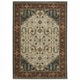 thumbnail image 1 of 10 x 13 ft. Ivory Beige Red Blue Gold Green & Navy Oriental Power Loom Stain Resistant Rectangle Area Rug with Fringe, 1 of 1