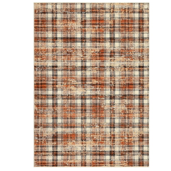 10 x 13 ft Polyester Orange/Brown Rectangular Living Room Bedroom ...
