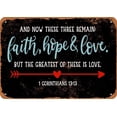 thumbnail image 1 of 10 x 14 METAL SIGN - Bible Art - 1 Corinthians 13:13 (BLACK BACKGROUND) - Vintage Rusty Look, 1 of 2