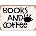 thumbnail image 1 of 10 x 14 METAL SIGN - Books and Coffee 2 - Vintage Rusty Look, 1 of 2