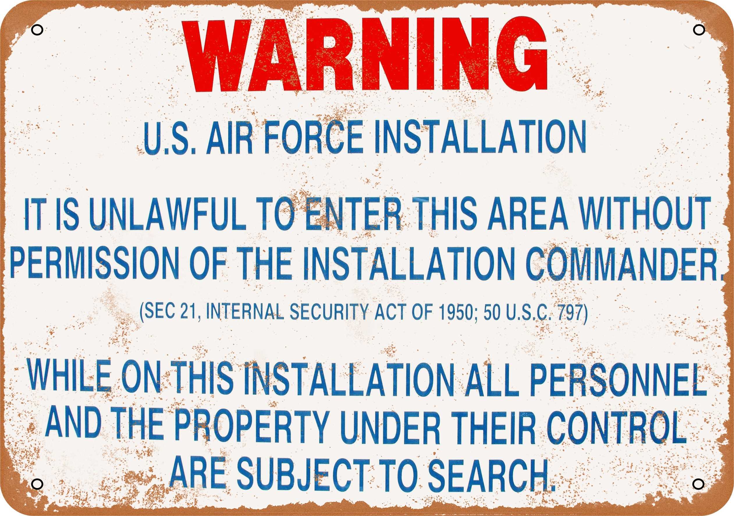 10 x 14 METAL SIGN - Warning US Air Force Installation - Vintage Rusty ...