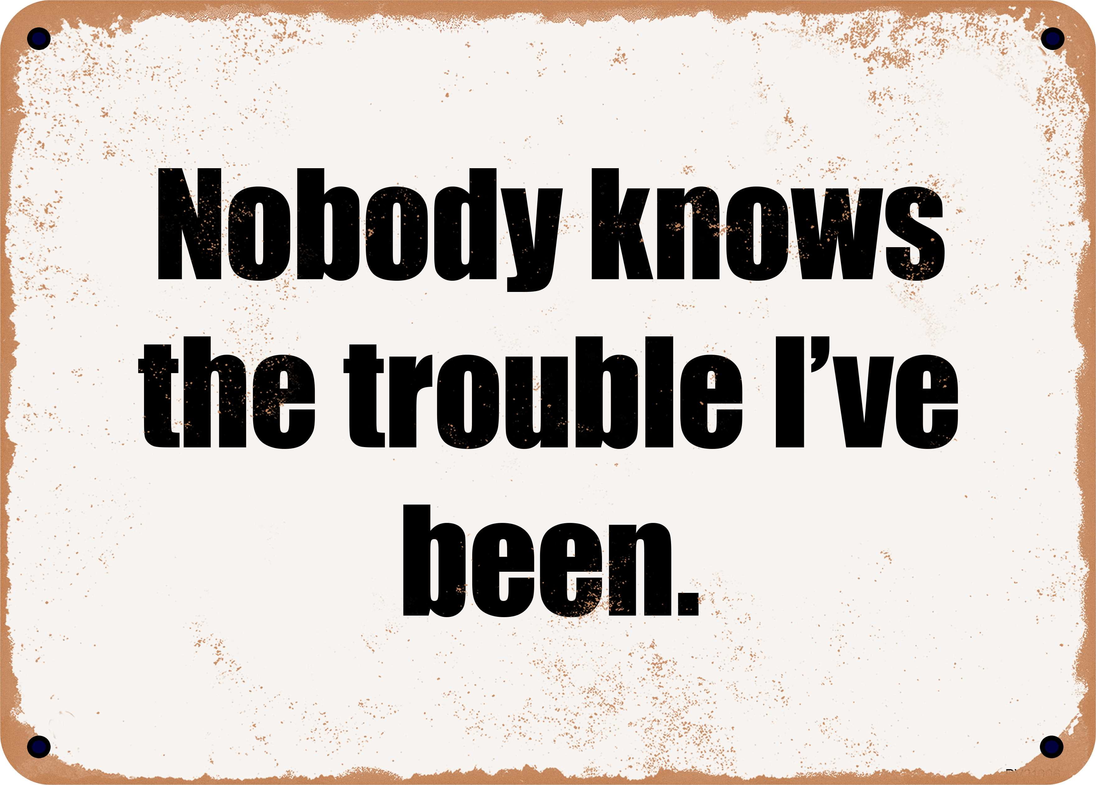 10 x 14 Metal Sign - Nobody knows the trouble I've been. - Rusty