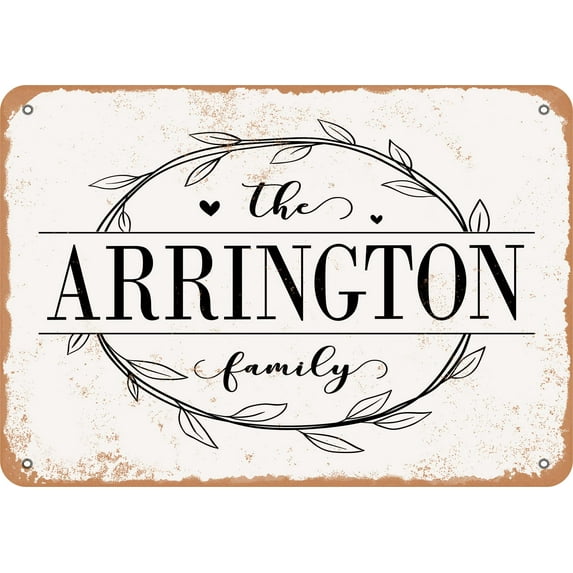 10 x 14 Metal Sign - The Arrington Family (Style 1) - Vintage Rusty Look