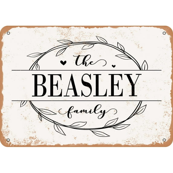 10 x 14 Metal Sign - The Beasley Family (Style 1) - Vintage Rusty Look