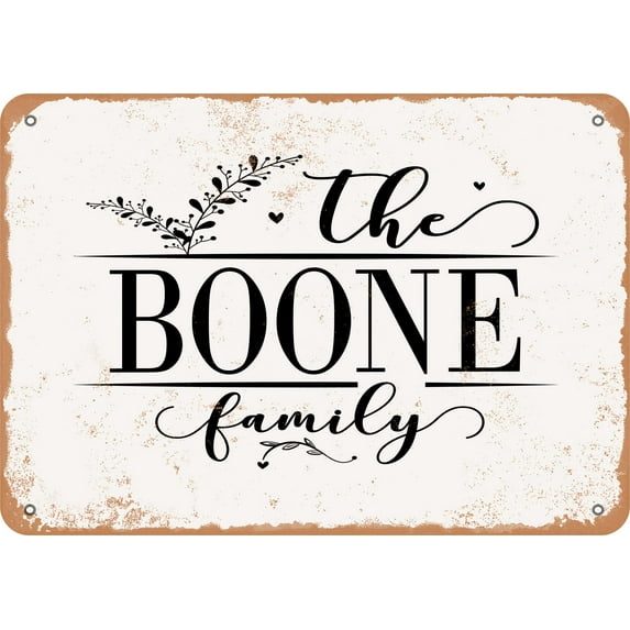 10 x 14 Metal Sign - The Boone Family (Style 2) - Vintage Rusty Look