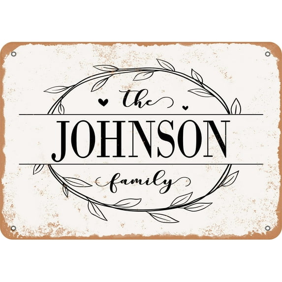 10 x 14 Metal Sign - The Johnson Family (Style 1) - Vintage Rusty Look