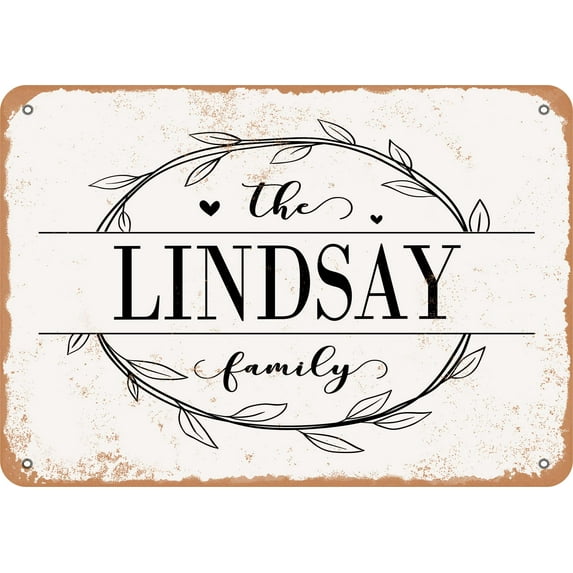 10 x 14 Metal Sign - The Lindsay Family (Style 1) - Vintage Rusty Look