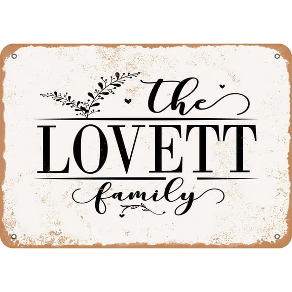 10 x 14 Metal Sign - The Lovett Family (Style 2) - Vintage Rusty Look