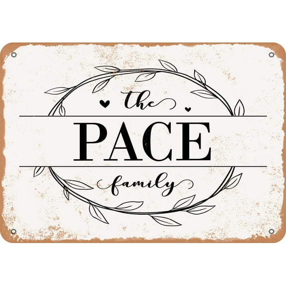 10 x 14 Metal Sign - The Pace Family (Style 1) - Vintage Rusty Look