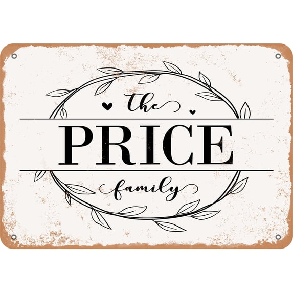 10 x 14 Metal Sign - The Price Family (Style 1) - Vintage Rusty Look