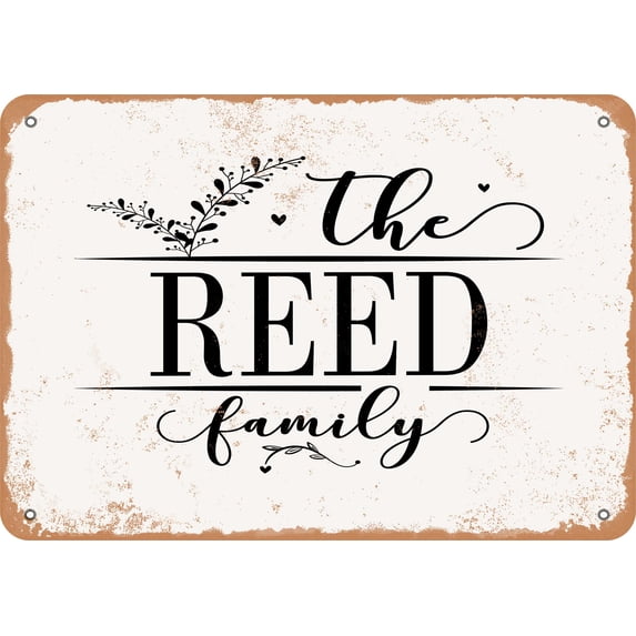 10 x 14 Metal Sign - The Reed Family (Style 2) - Vintage Rusty Look