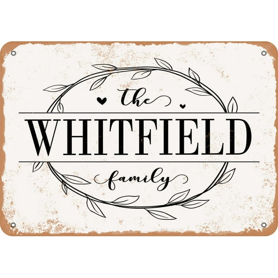 10 x 14 Metal Sign - The Whitfield Family (Style 1) - Vintage Rusty Look