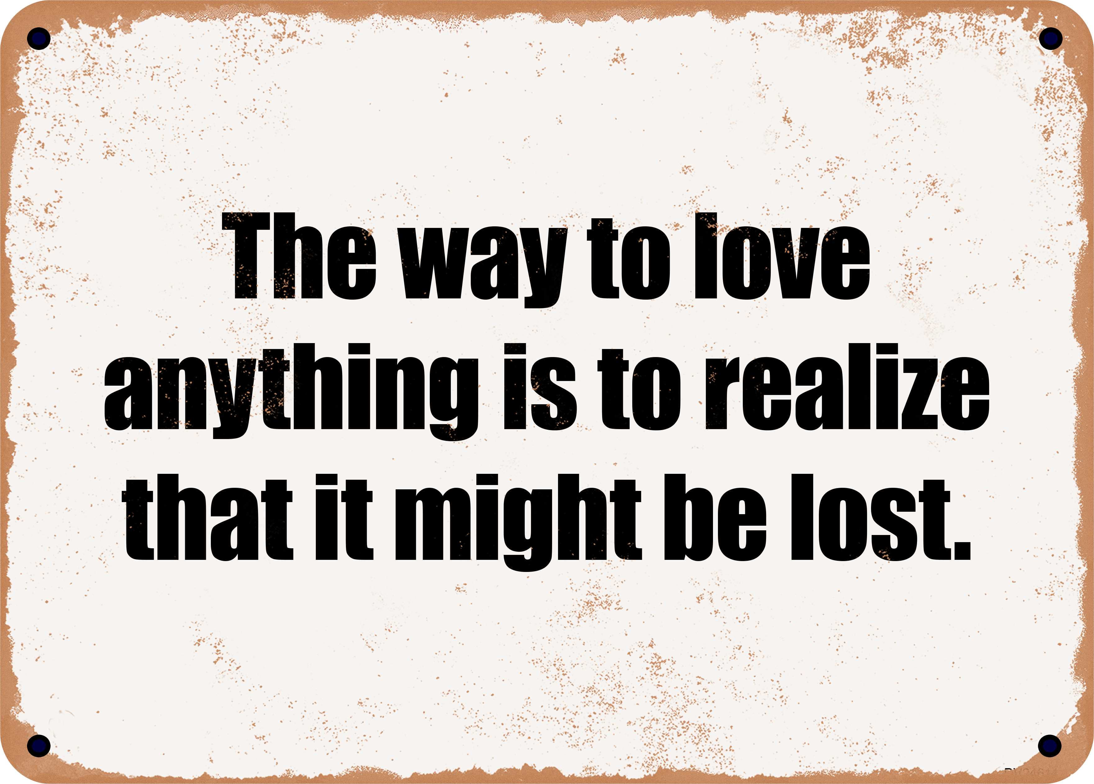 10 x 14 Metal Sign - The way to love anything is to realize that it ...