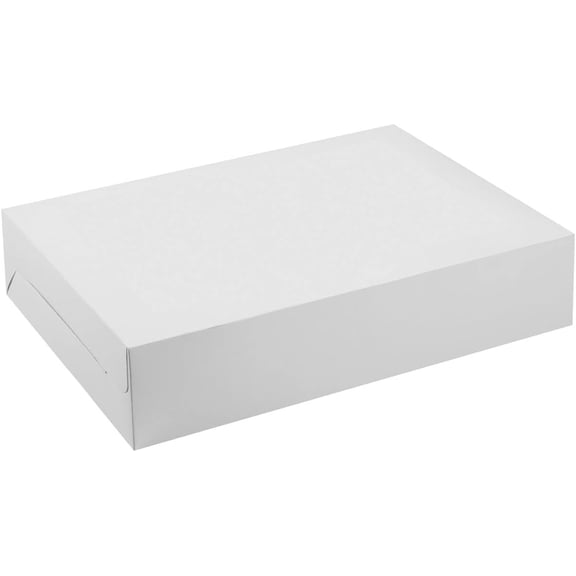 10" x 14" White Paper Cake Box - Fits 9" x 13" Sheet Cakes or 12 Cupcakes - Bulk 30 Pack