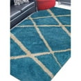thumbnail image 1 of 10 x 14 ft. Hand Tufted Shag Polyester Geometric Rectangle Area Rug, Turquoise & White, 1 of 1