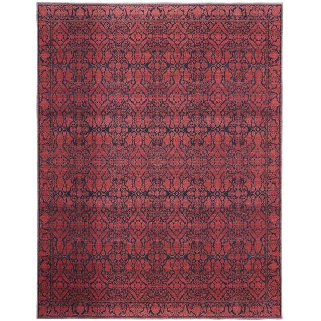 10 x 14 ft. Red & Black Floral Power Loom Rectangle Area Rug - Red and ...