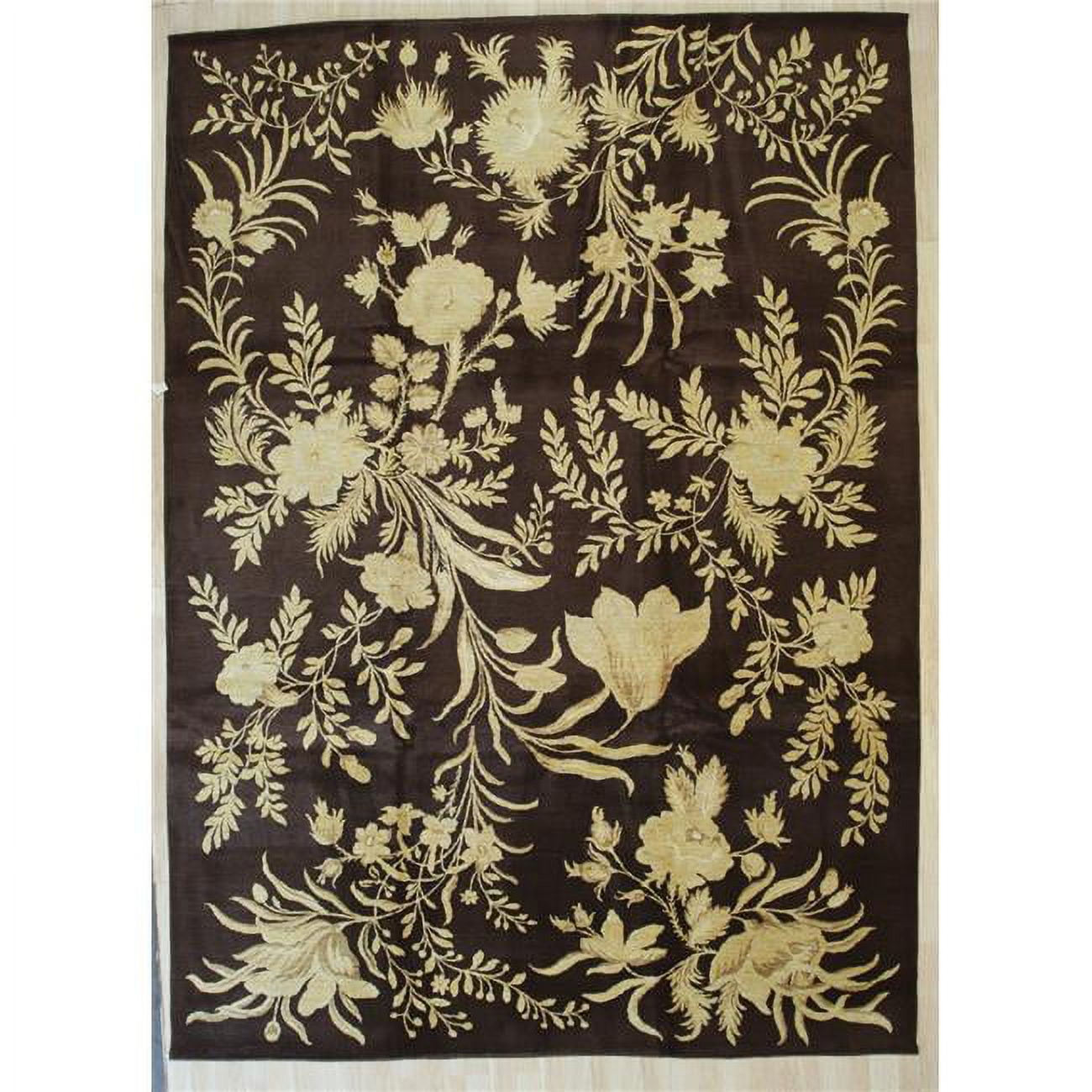 Transitional Hand-Spun Afghan Wool 10' x 14' Black Area Rug