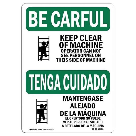 10 x 14 in. OSHA Be Careful Sign - Always Face Ladder Safety Bilingual ...