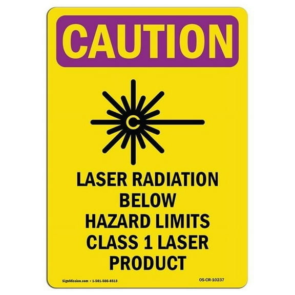 10 x 14 in. OSHA Caution Radiation Sign - Laser Radiation Below with Symbol