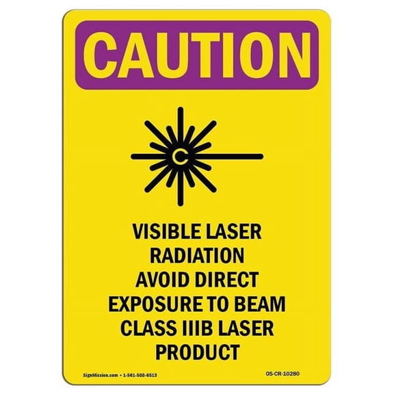 10 x 14 in. OSHA Caution Radiation Sign - Visible Laser Radiation with Symbol