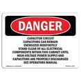 thumbnail image 1 of 10 x 14 in. OSHA Danger Sign - Capacitor Circuit Capacitors Can Remain, 1 of 1