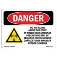 thumbnail image 1 of 10 x 14 in. OSHA Danger Sign - Do Not Climb Above This Point, 1 of 1