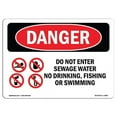 thumbnail image 1 of 10 x 14 in. OSHA Danger Sign - Do Not Enter Sewage Water, 1 of 1
