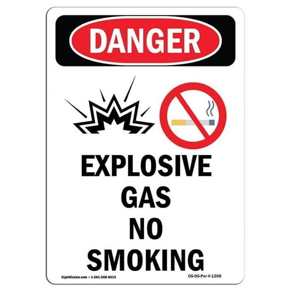 10 x 14 in. OSHA Danger Sign - Explosive Gas No Smoking