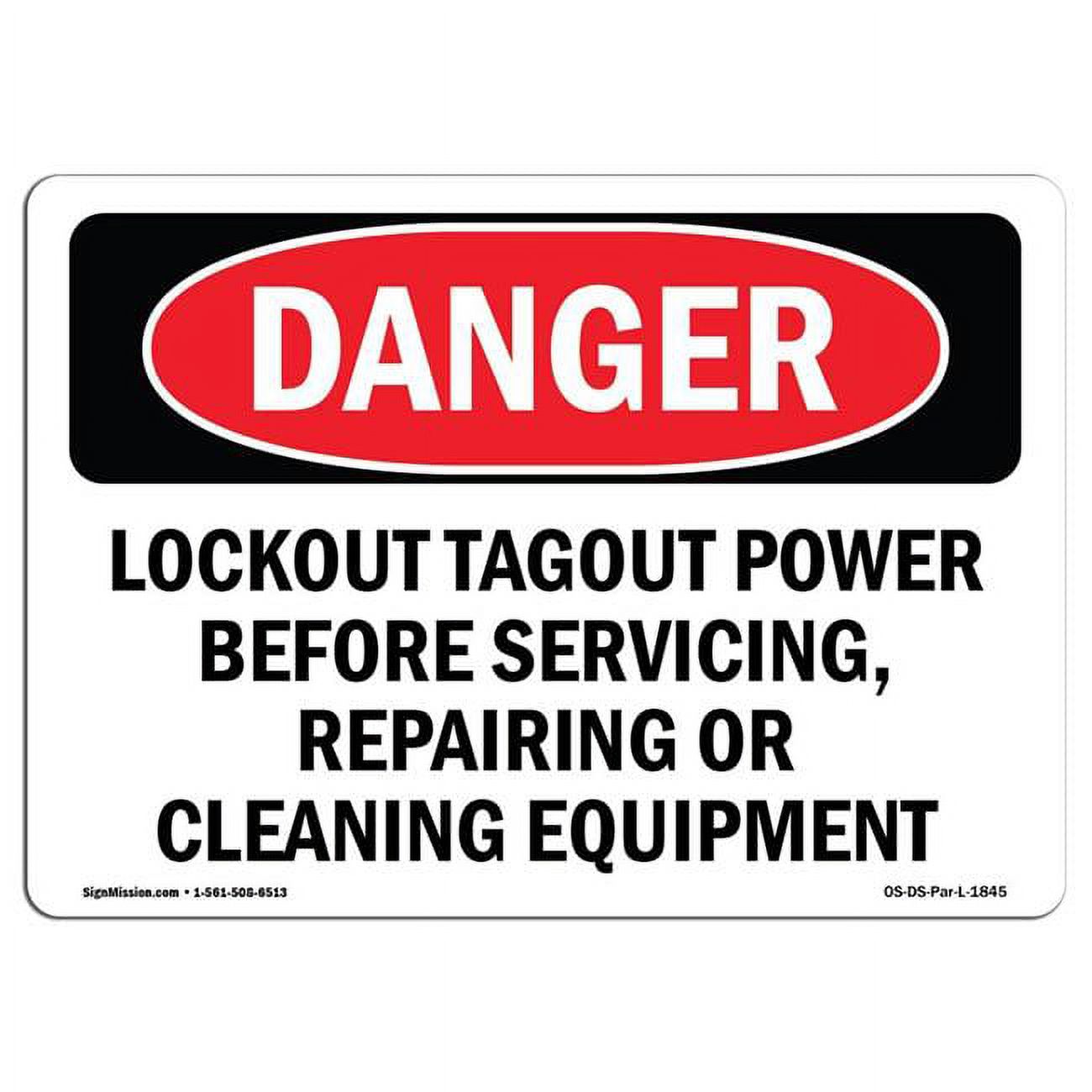 10 x 14 in. OSHA Danger Sign Lockout Tagout Power Servicing Repairing