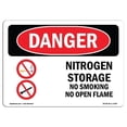 thumbnail image 1 of 10 x 14 in. OSHA Danger Sign - Nitrogen Storage No Smoking No Open Flame, 1 of 1