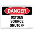 thumbnail image 1 of 10 x 14 in. OSHA Danger Sign - Oxygen Source Shutoff, 1 of 1