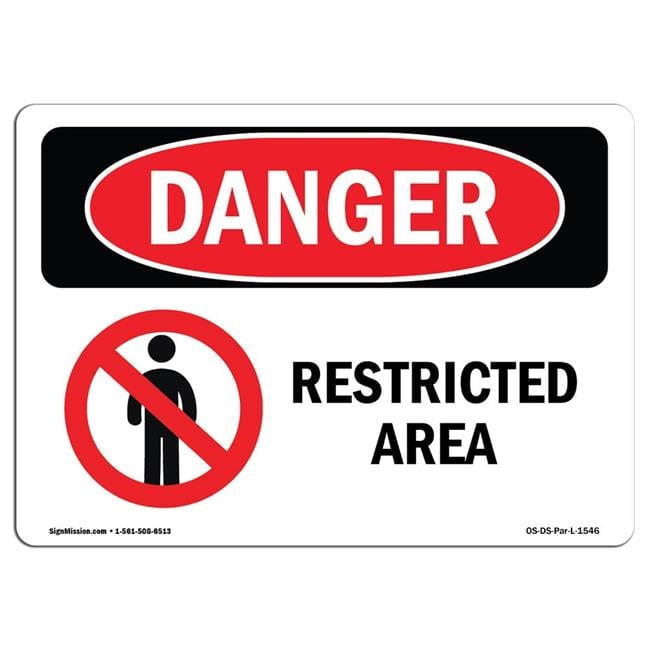 10 x 14 in. OSHA Danger Sign - Restricted Area - Walmart.com