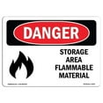 thumbnail image 1 of 10 x 14 in. OSHA Danger Sign - Storage Area Flammable Material, 1 of 1