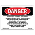 thumbnail image 1 of 10 x 14 in. OSHA Danger Sign - Watch Your Children At All Times, 1 of 1