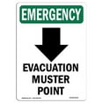 thumbnail image 1 of 10 x 14 in. OSHA Emergency Sign - Evacuation Muster with Symbol, 1 of 1