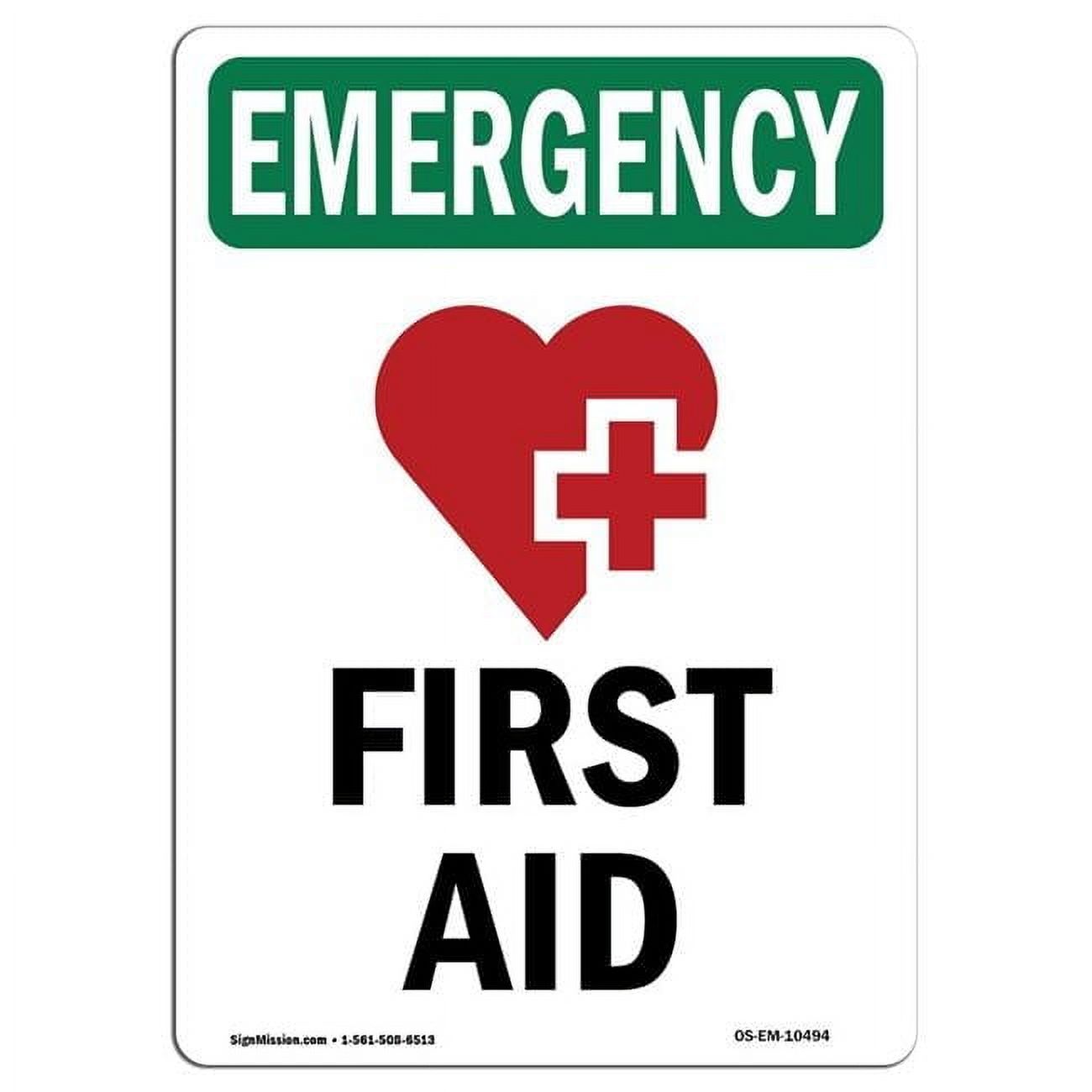 10 x 14 in. OSHA Emergency Sign - First Aid with Symbol - Walmart.com