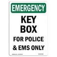 thumbnail image 1 of 10 x 14 in. OSHA Emergency Sign - Key Box for Police & Ems Only, 1 of 1