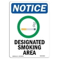 thumbnail image 1 of 10 x 14 in. OSHA Notice Sign - Designated Smoking Area, 1 of 1