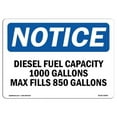 thumbnail image 1 of 10 x 14 in. OSHA Notice Sign - Diesel Fuel Capacity 1000 Gallons Max Fill, 1 of 1