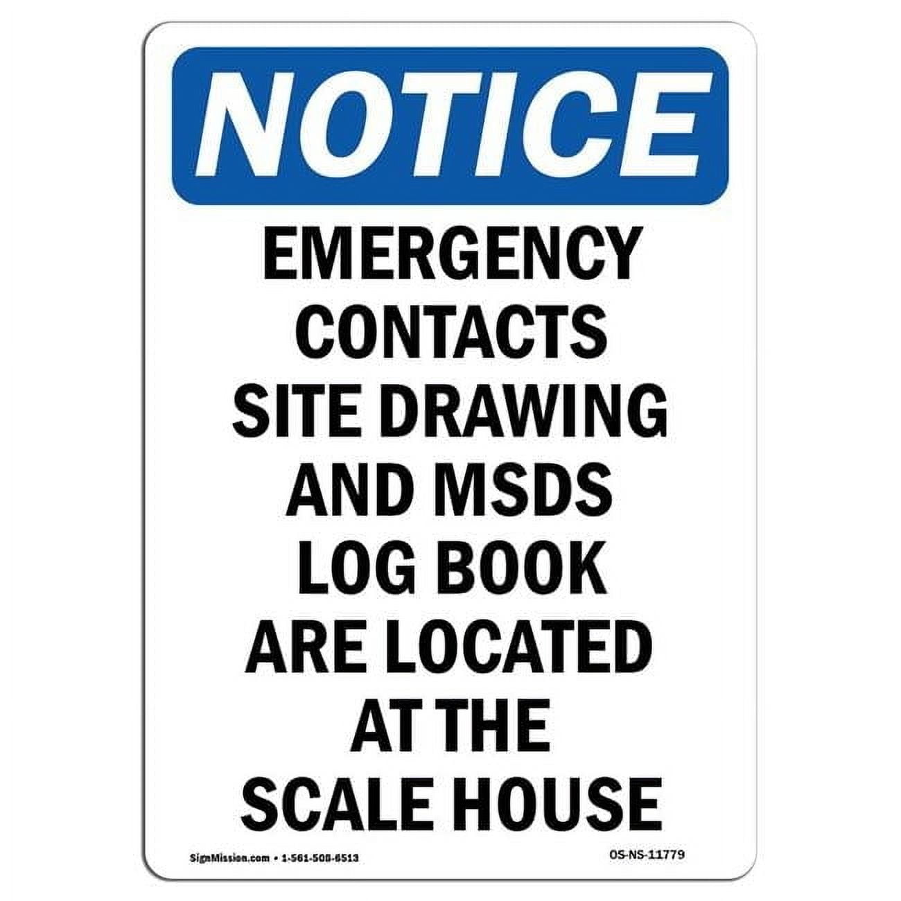 10 x 14 in. OSHA Notice Sign - Emergency Contacts Site Drawing ...