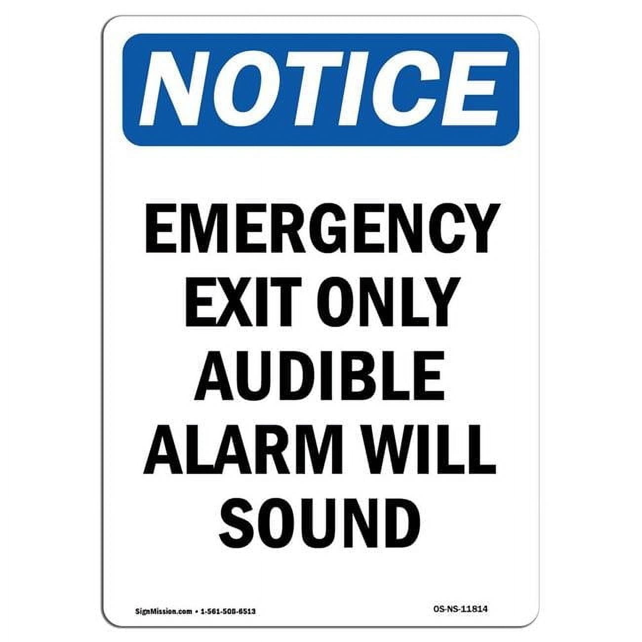 10 x 14 in. OSHA Notice Sign - Emergency Exit Only Audible Alarm ...